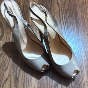 Women’s Slingback Peep-Toe Heels in Beige